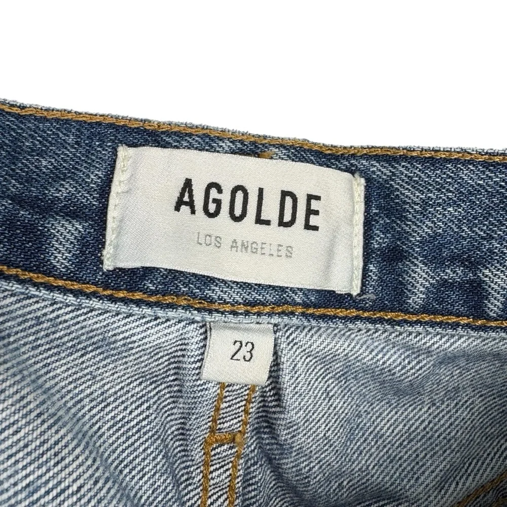 Agolde 90's Pinch Waist Jeans in Rule Womens 23 Distressed Denim High Waisted